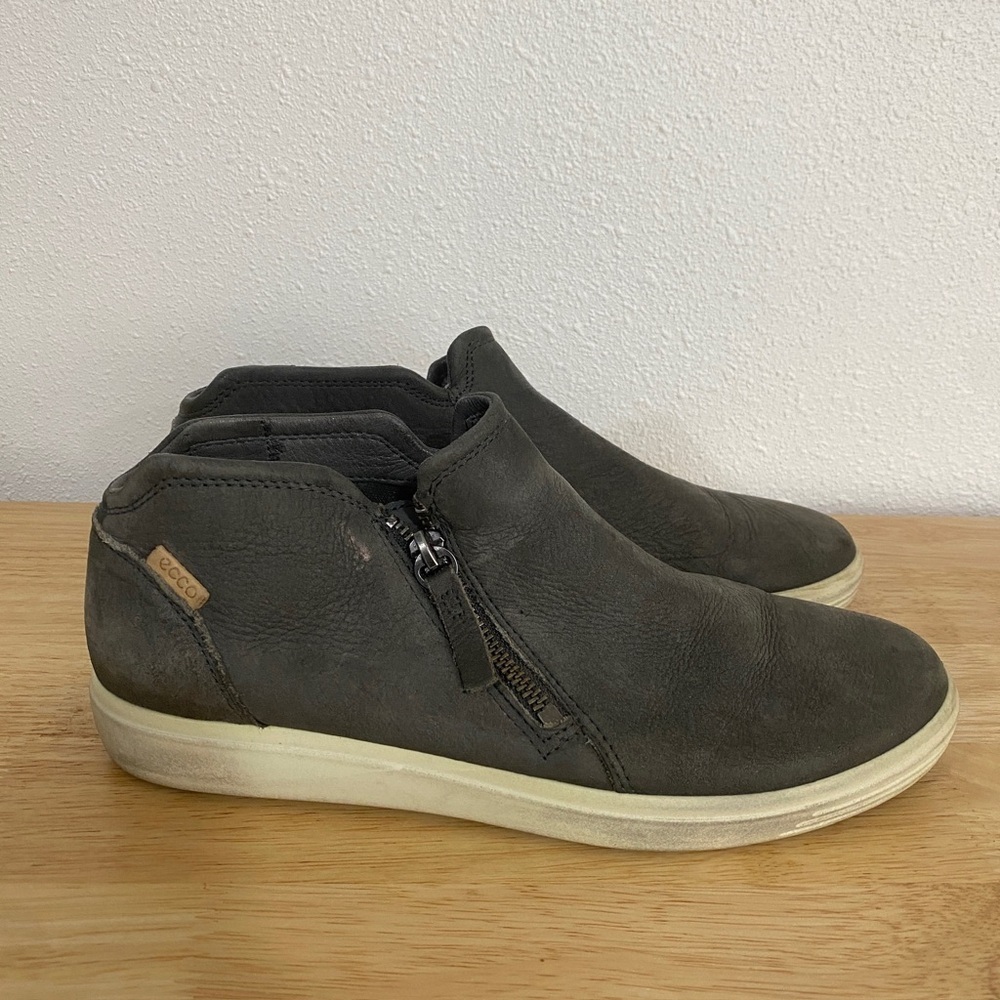 Ecco Soft‎ 7 Side Zip Ankle Booties Black Casual Shoes Womens EU 39 US 8-8.5